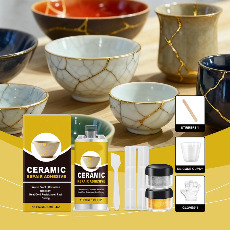 Viceer Keramik-Kleber Set für Porzellan und Glas in Gelb, 50 ml - Bild 5