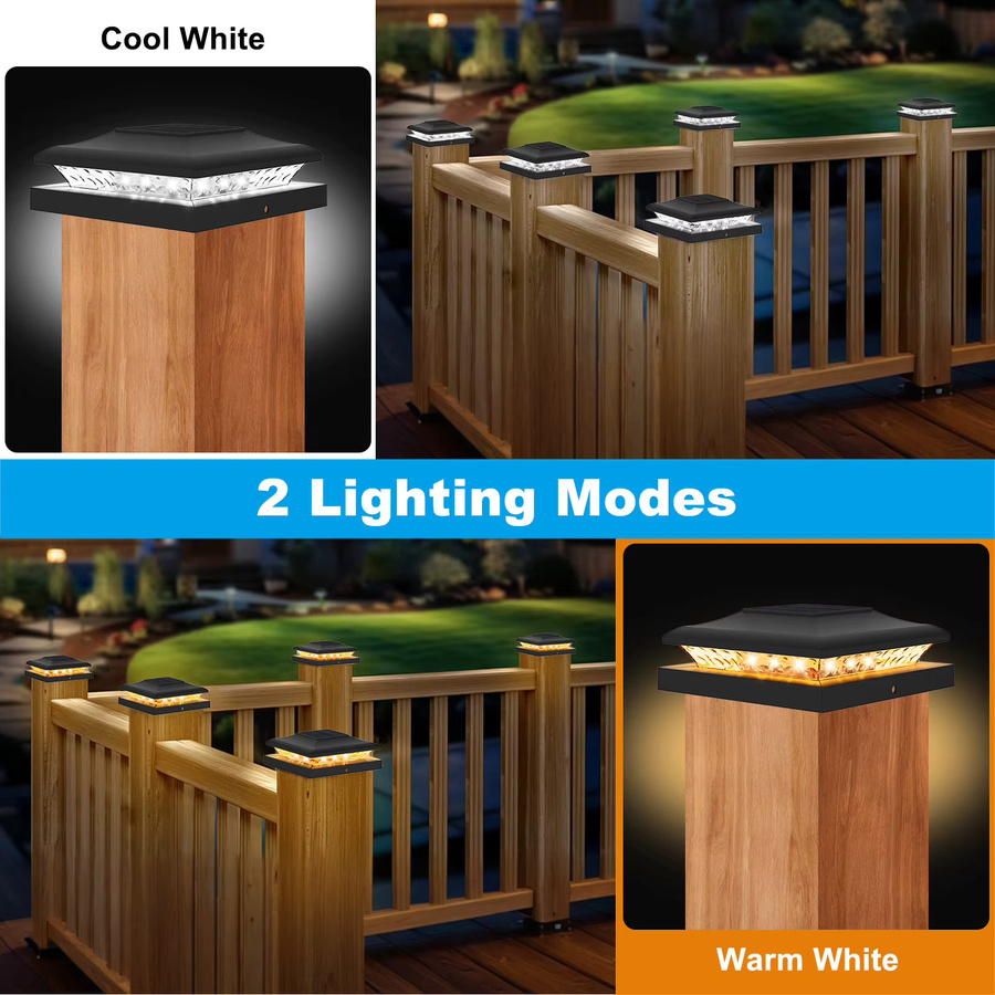 T-SUNRISE Solarpfostenleuchten für den Garten, quadratische LED Außenleuchten in Schwarz, B/T/H: 5,5 x 5,5 x 5,5 cm - Bild 2