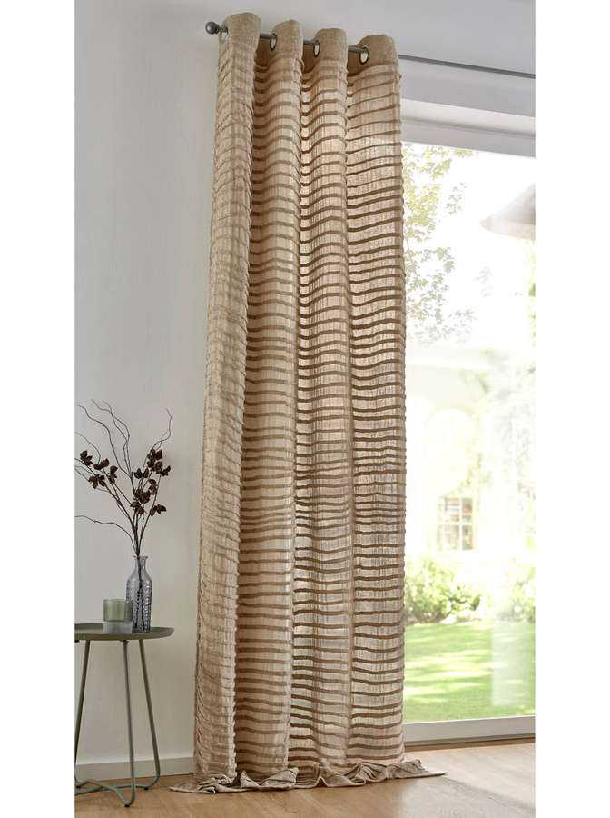 Dekostore Stoffpaneel in Taupe und Beige mit Ösen, transparent, Breite: 140,0 cm, Höhe: 225,0 cm - Bild 2