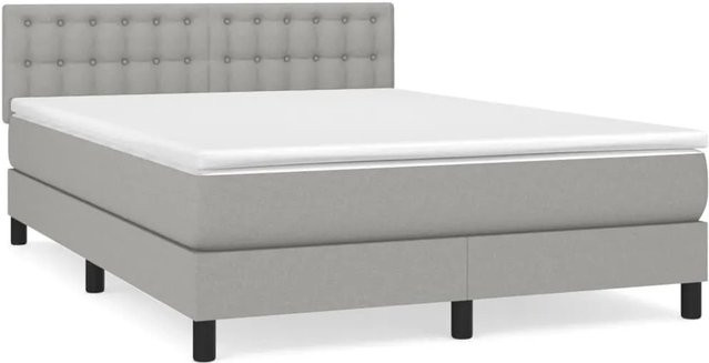 vidaXL Boxspringbett mit Matratze Hybrid-Design in Hellgrau, B/T/H: 140 x 190 x 44 cm - Bild 1