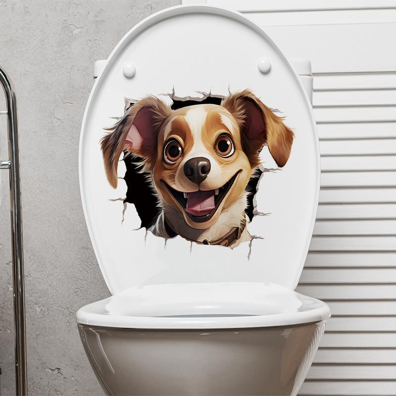 Wasserdichter Wandaufkleber mit süßem Cartoon-Hund von A Better Home zur Dekoration von Bad, Toilette oder Schrank, B/H: 30 x 30 cm - Bild 2