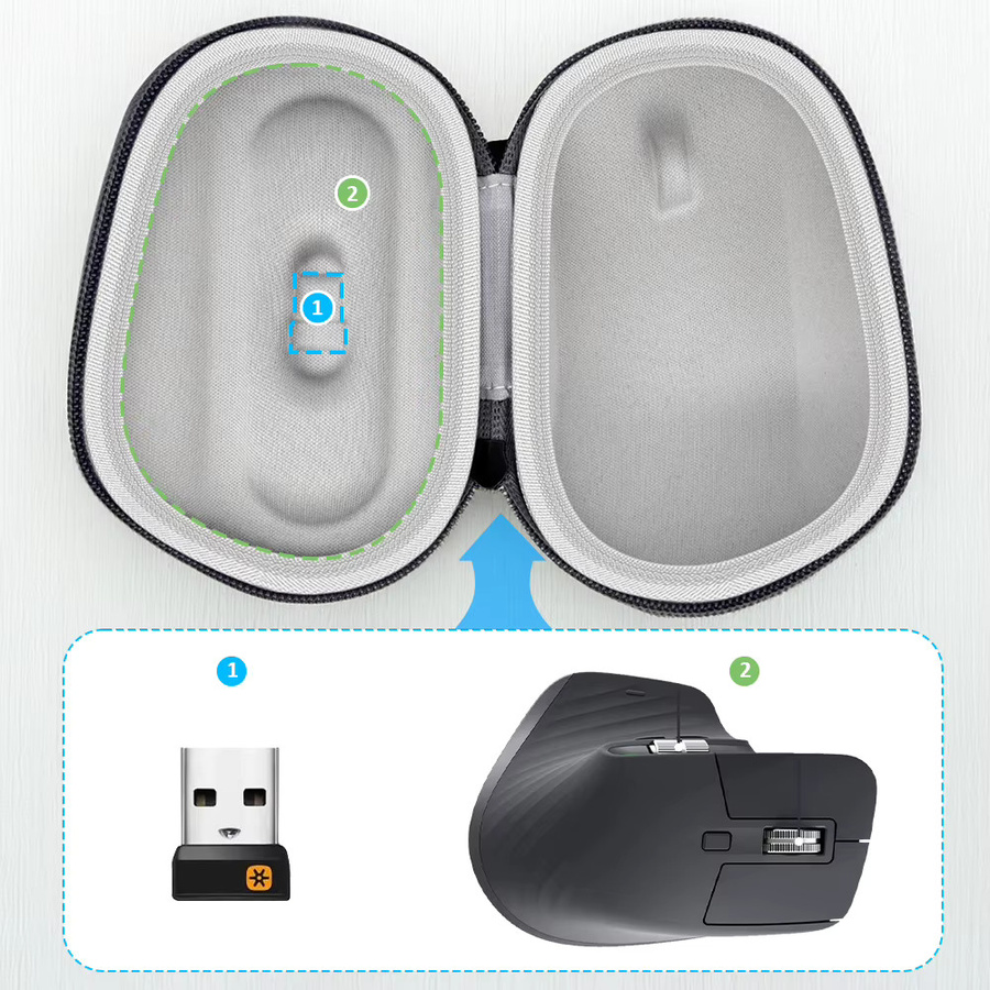 Kasfoti Tragbare Bluetooth-Maus-Aufbewahrungstasche in Grau, kompatibel mit Logitech MX Master 3s, Master 3 und MX Master 2s - Bild 3