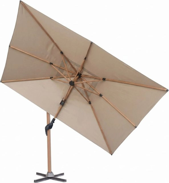 Osoltus Ampelschirm KOS Wood Alu Vario Max in Beige mit Holzoptik, axial schwenkbar, B/H: 360 x 250 cm - Bild 1
