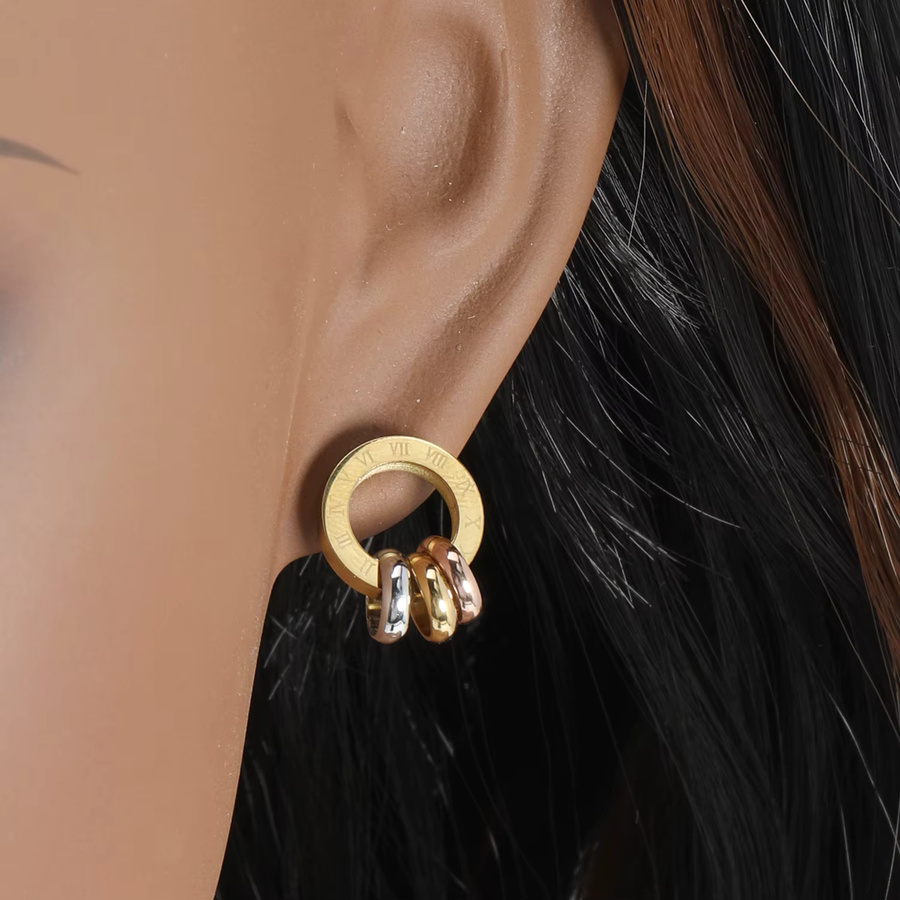 LUXUSTEEL Rundohrringe Edelstahl, Gold, Damen - Bild 2