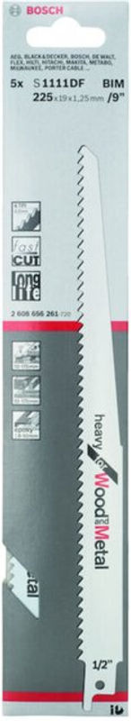 Bosch Säbelsägeblatt S 1111 DF Heavy für Holz, Metall und Kunststoff, Bimetall, Grau - Bild 2