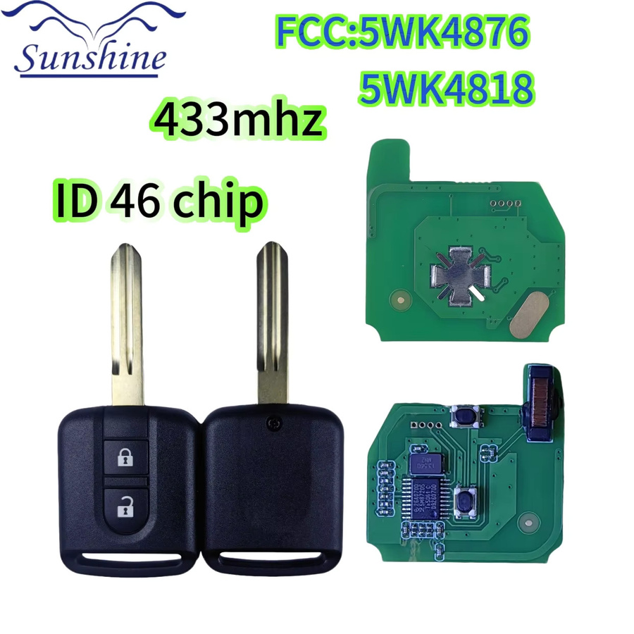 Sonnenschein QCONTROL 5WK4 876/818 433 MHz ID46 Chip Schlüsselanhänger mit 2 Tasten Fernbedienung für Nissan Elgrand X-TRAIL Qashqai Navara Micra Note NV200 in Schwarz - Bild 3