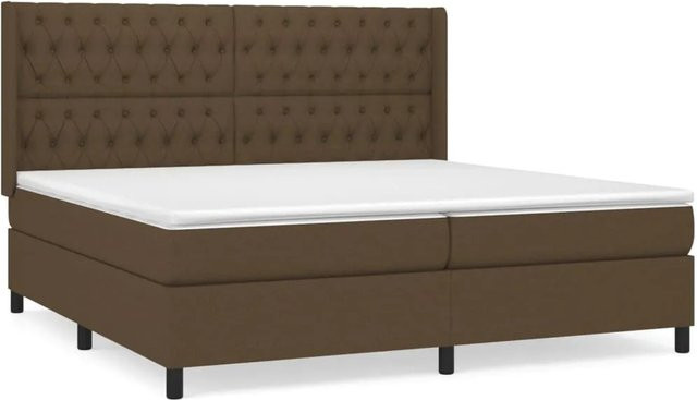 vidaXL Boxspringbett Hybrid mit Matratze und Kopfteil, Braun, B: 200 cm, T: 200 cm, H: 118 cm - Bild 1