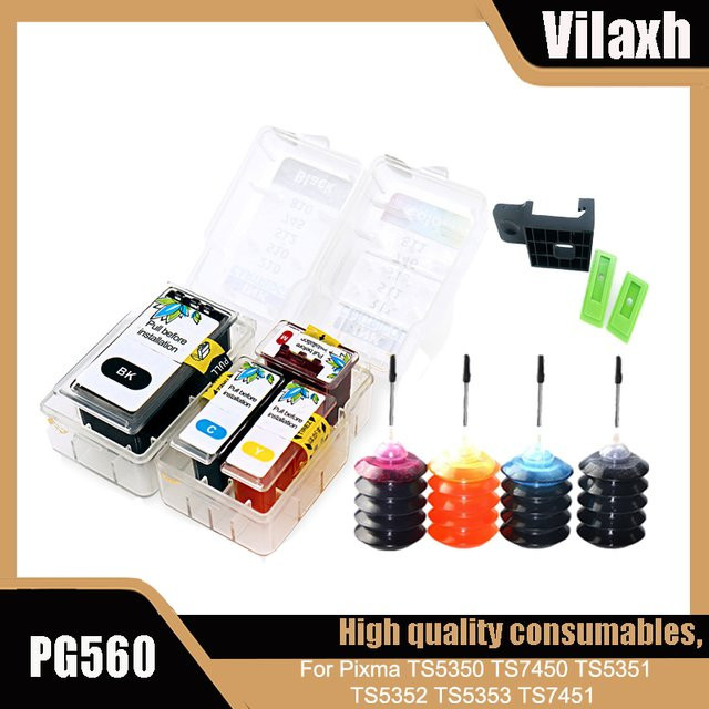 Nachfüllbare Tintenpatronen Set für Canon Pixma TS5350 TS7450 TS5351 TS5352 TS5353 kompatibel mit PG-560 und CL-561 Multicolor - Bild 1