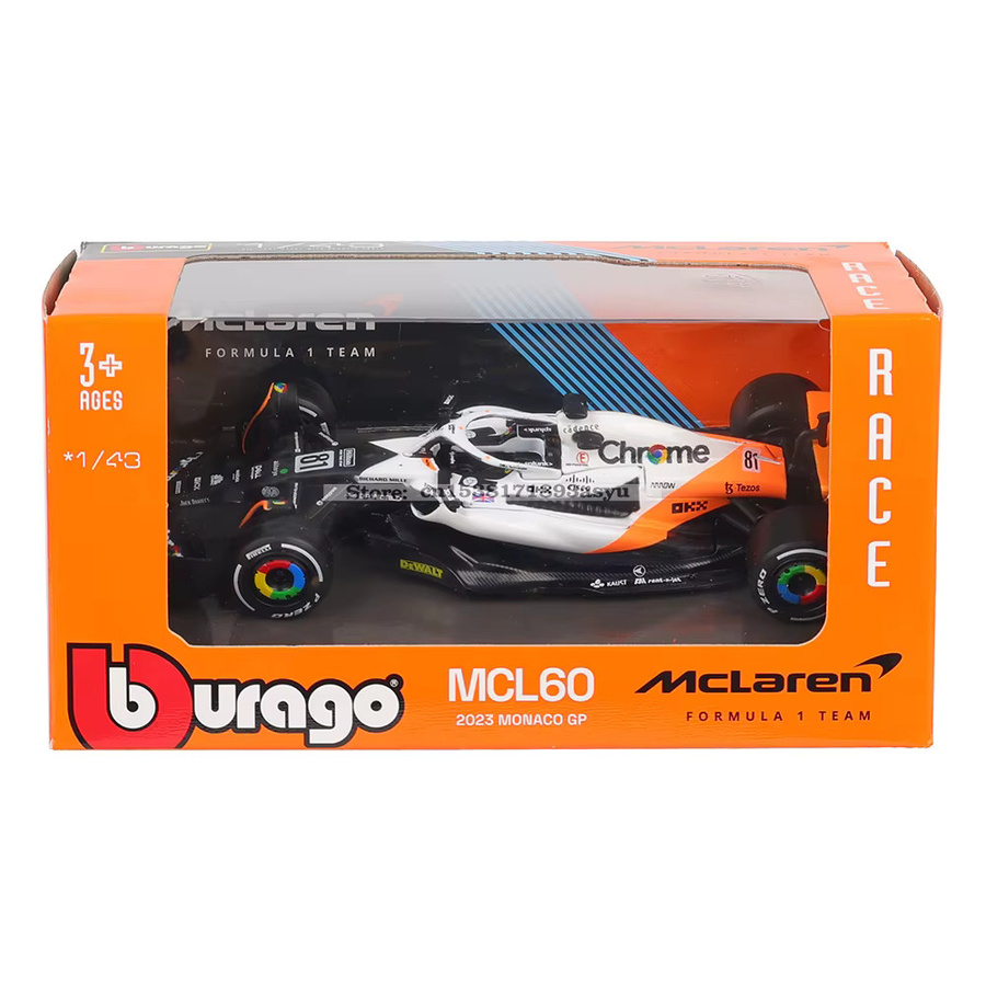 Bburago McLaren F1 2024 MCL38 2023 MCL60 Monaco, Modellauto, 1:43, Weiß - Bild 3