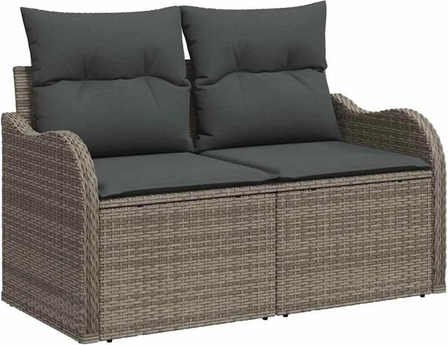 vidaXL Garten-Sofa-Set aus Poly-Rattan in Grau mit Kissen und Metallgestell, 10-teilig - Bild 1