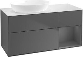 V&B Waschtischunterschrank Finion mit Wandbeleuchtung, Anthrazit lackiert, Breite: 120 cm, Höhe: 50,1 cm - Bild 1