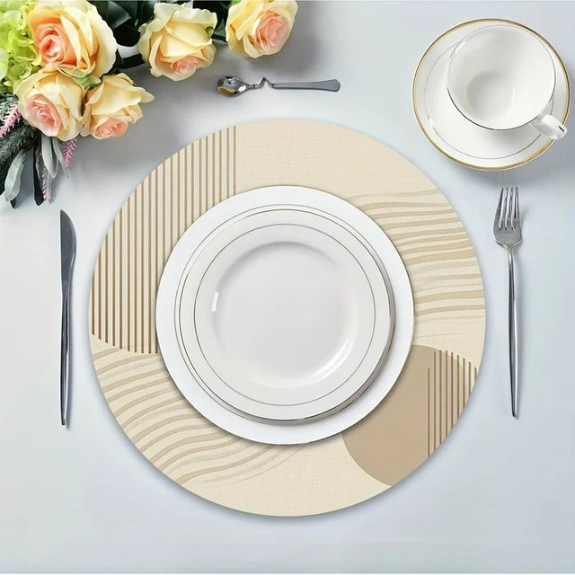 VIKAMA Tischsets 4-teilig rund aus Baumwolle minimalistisch und wasserdicht - Bild 1