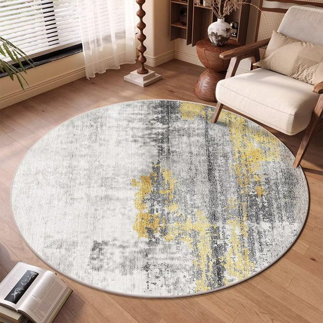 Wucifang Jewelry Abstrakt Runder Teppich Waschbar und Rutschfest, Mehrfarbig, Durchmesser: 80 cm - Bild 1
