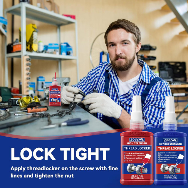 LOOLIFL Gewindesicherungsmittel blau zur Lockerung und Korrosionsvermeidung für Muttern, Schrauben und Befestigungselemente - Bild 1