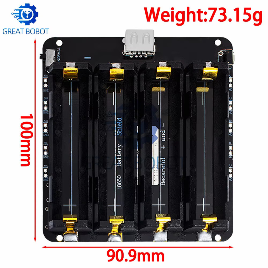 baishundianzi 18650 Lithium-Batterie-Shield V8 Mobile Power Erweiterungsplatine in Schwarz mit Micro-USB für Arduino ESP32 ESP8266 (5V 3A, 3V 1A) - Bild 3