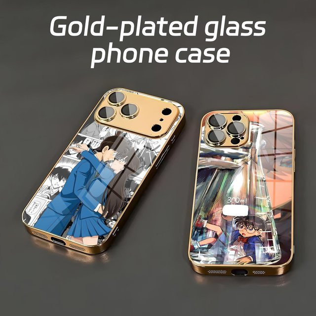 Handyhülle für Apple iPhone 17 16 15 14 13 12 Pro Max Mini in Multicolor mit Anime Detektiv C-Conan Design aus galvanisiertem Glas - Bild 1