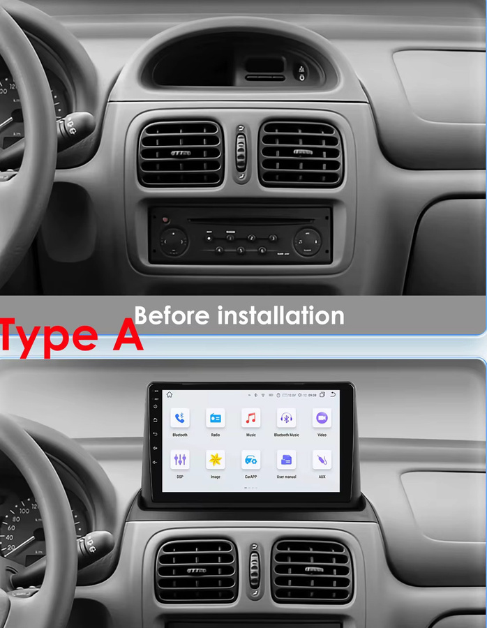 Hangmanjia Android 13 Autoradio für Renault Clio 2 (2000-2012) mit kabellosem CarPlay und Android Auto in Schwarz - Bild 2