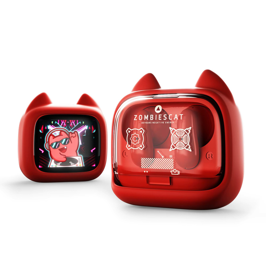 Zombies Cat B19 TWS Bluetooth-Kopfhörer in Beige mit intelligentem Touchscreen, HiFi-Stereoklang, Bluetooth 6.0 und ENC Anrufgeräuschreduzierung inklusive Silikonband - Bild 3