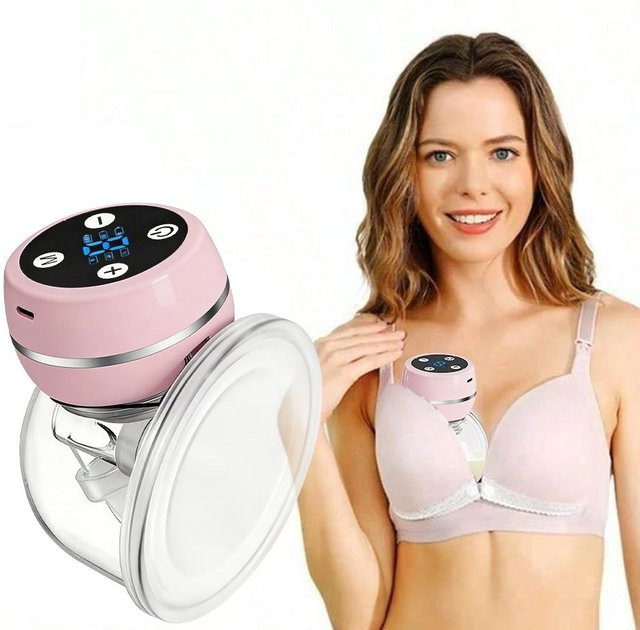 Binchi Freihändige elektrische Milchpumpe in Pink mit 3 Modi, 9 Stufen und LED-Anzeige, BPA-frei und tragbar - Bild 1