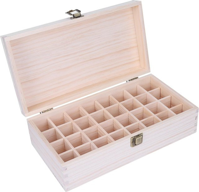 Aufbewahrungsbehälter aus Holz für ätherische Öle und Nagelgel mit 32 Fächern von shoemst, Farbe: Weiß, B/T/H: 28,2 x 16,0 x 8,2 cm - Bild 1