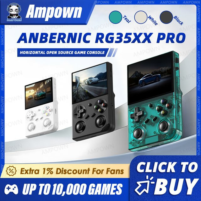 ANBERNIC RG35XX PRO Retro Handheld Videospielkonsole mit 3,5 Zoll IPS-Bildschirm in Petrol - Bild 1