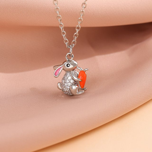GaGa-Duck Halskette, 925 Silber, Kristall, Kaninchen und Radieschen - Bild 1