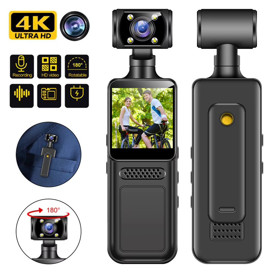 Occkic 4K Ultra HD Mini Action Kamera mit WiFi, 180 Grad drehbar und Nachtsicht, Schwarz - Bild 3