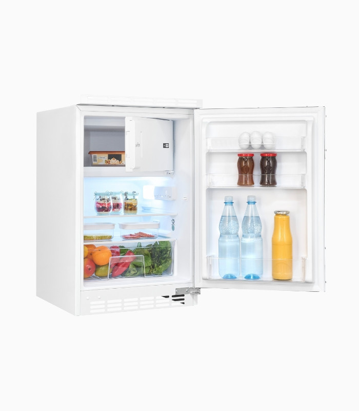 Exquisit Unterbau-Kühlschrank UKS115-3-081E in Weiss mit LED-Innenbeleuchtung und Flaschenregal - Bild 1