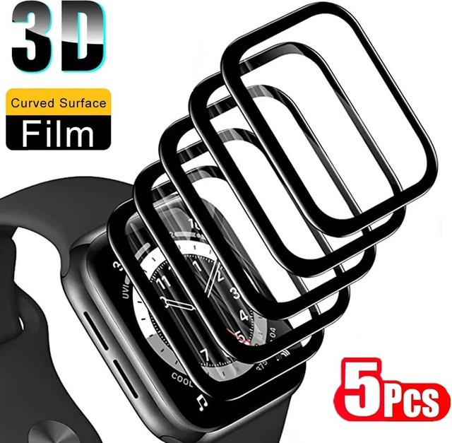 VORTNGLE 3D Vollschutz Displayschutzfolie für Apple Watch Series Ultra 1 2 3 sowie Series 9 8 7 6 5 4 in 38mm bis 49mm, transparent - Bild 1