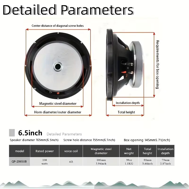 Q-PERTORS 6,5-Zoll Hochleistungs-Subwoofer für Automobile in Schwarz, 4-Ohm-Bass-Lautsprecher - Bild 2