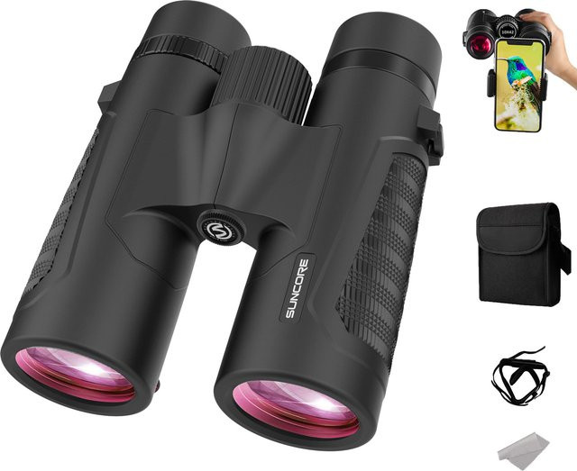 Suncore 10X42HD Fernglas für Erwachsene in Schwarz mit Telefonadapter und hoher Leistung - Bild 1