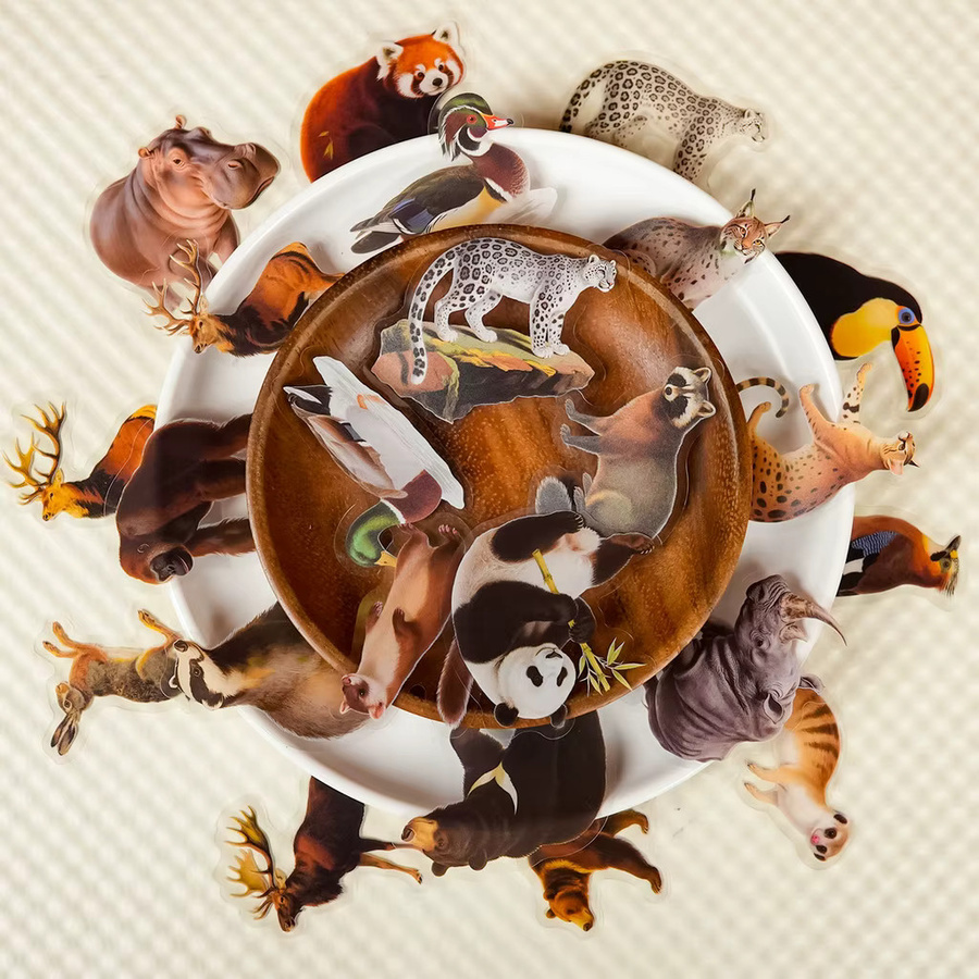 56 Stück realistische Waldtier Aufkleber aus transparentem PET mit HD-Muster von LanLanStickersWorld Store für Kinderhandwerk, Mehrfarbig - Bild 2