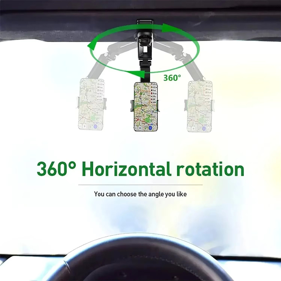 Multifunktionaler 360 Grad drehbarer Handyhalter für die Sonnenblende im Auto für iPhone, Samsung und Android in Schwarz oder Grün - Bild 4