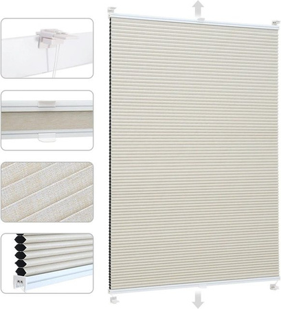 Sekey Wabenplissee ohne Bohren, 100% verdunkelnd, Farbe: Beige, B: 80 cm, H: 120 cm