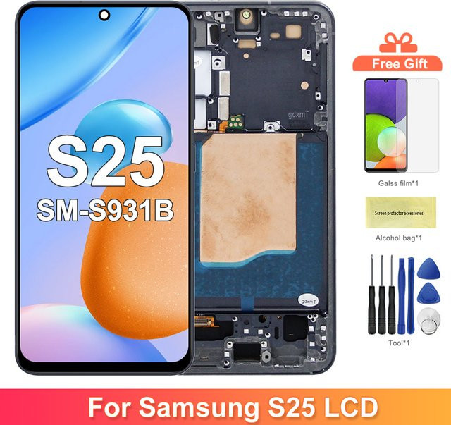 Samsung TFT S25 Display Touchscreen Digitizer Montage LCD Ersatzteil für SM-S931B und SM-S931B/DS in Schwarz - Bild 1