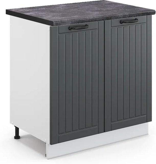 Vicco Spülenunterschrank Fame-Line in Anthrazit und Weiß im Landhausstil, B: 80 cm, H: 82 cm, T: 60 cm - Bild 1