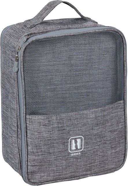 Relaxdays Schuhtasche aus Stoff in Grau Meliert für 2 Paar Schuhe, B: 30 cm, H: 23 cm, T: 13 cm - Bild 1