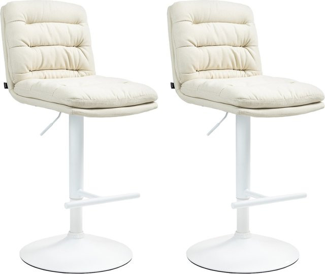 CLP 2er Set Barhocker Damar in Beige mit Stoffbezug, höhenverstellbare und drehbare Barstühle mit Rückenlehne und Fußstütze - Bild 1