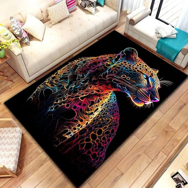 BC-Warm Home Teppich mit Leopard- und Gepard-Cartoon-Design, rutschfest und waschbar, B/T: 80 x 120 cm - Bild 1