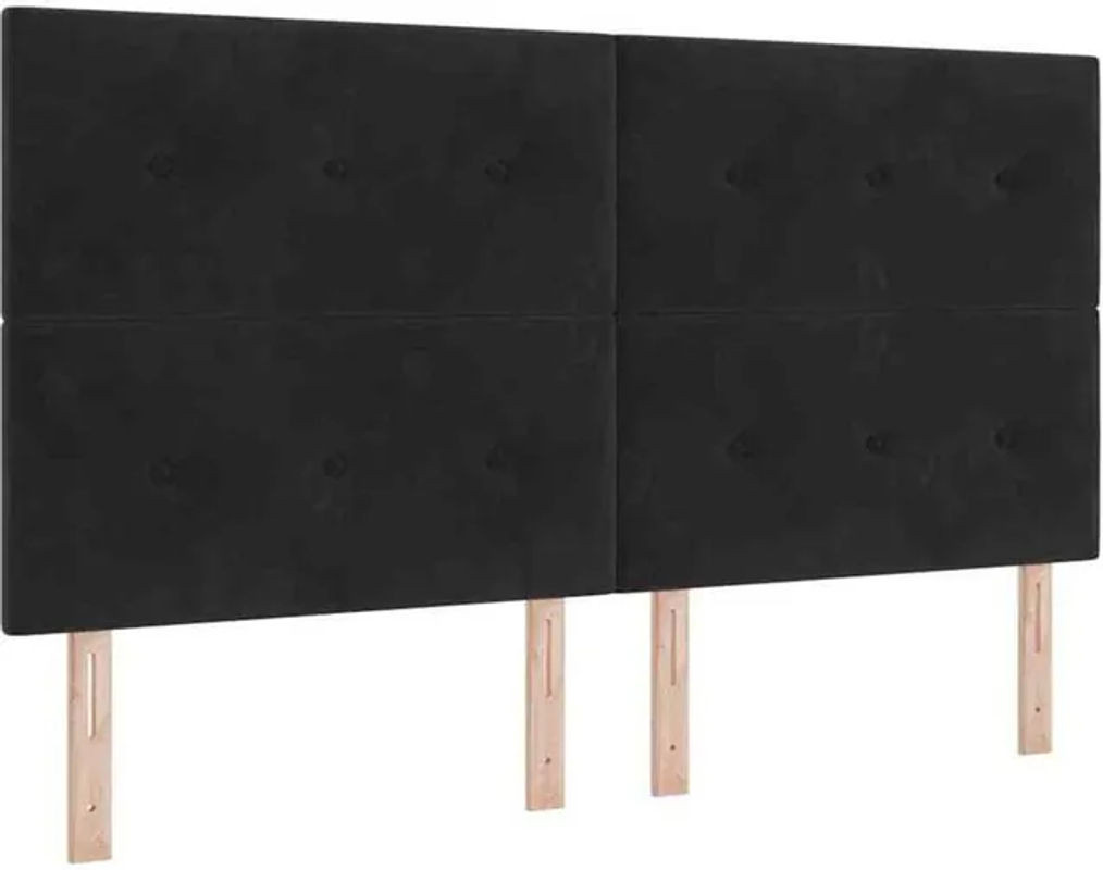 vidaXL Modernes Boxspringbett mit Matratze aus Samt in Schwarz B/T/H: 180 x 203 x 128 cm - Bild 1