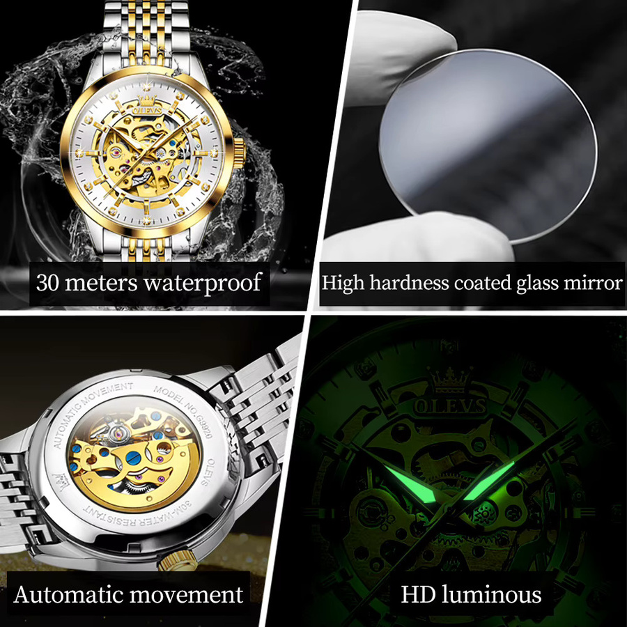 OLEVS Armbanduhr Automatik, Edelstahl, Bicolor, Herren - Bild 5