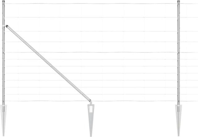 vidaXL Zaunpfosten aus Stahl, rechteckig, silber, in-ground, Höhe: 140 cm, Breite: 2,5 cm, Tiefe: 2,5 cm - Bild 1