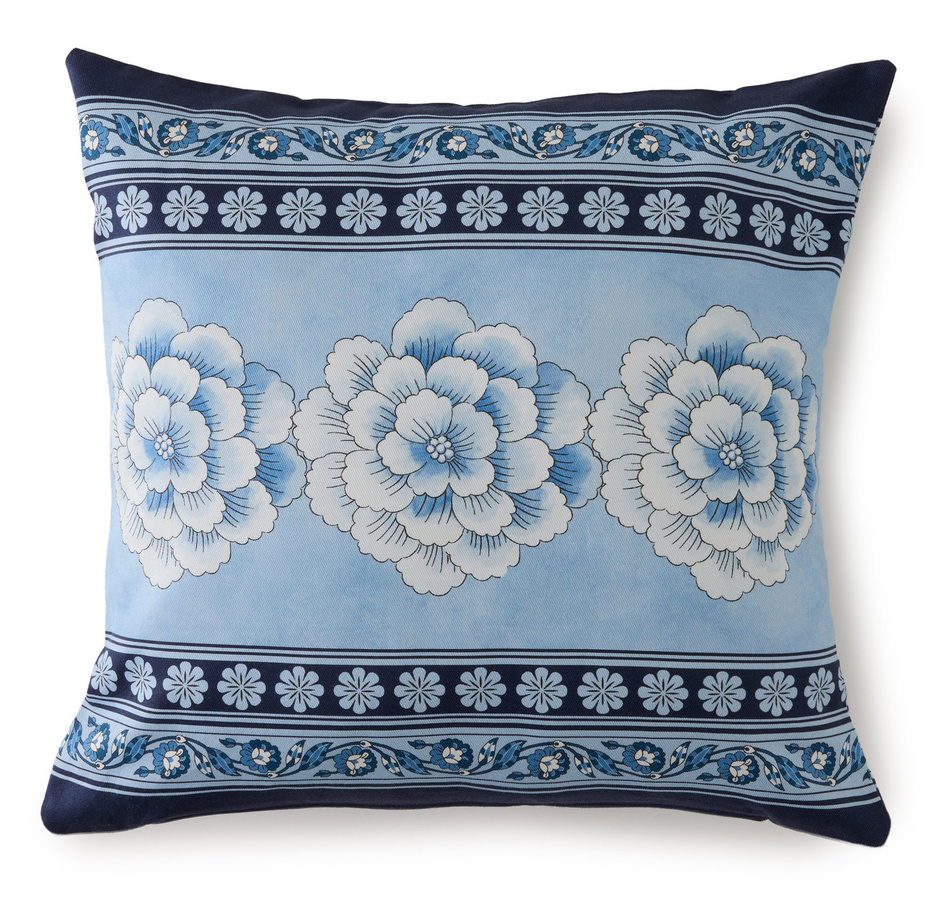Bassetti Kissenhülle Twill PARAGGI Blau mit floralem Naturmuster, B/B: 50 x 50 cm - Bild 1