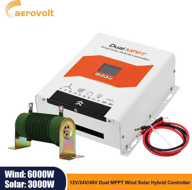 EKPAOWE Dual MPPT Hybrid Laderegler für Wind 6000W und Solar 3000W, Off-Grid System mit LCD Display, 12V 24V 48V, Farbe: Weiß - Bild 1