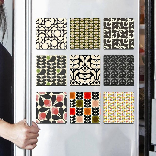 Personalisierte Orla Kiely Kühlschrankmagnete im Retro-Blumen-Design, quadratisch und selbstklebend - Bild 1