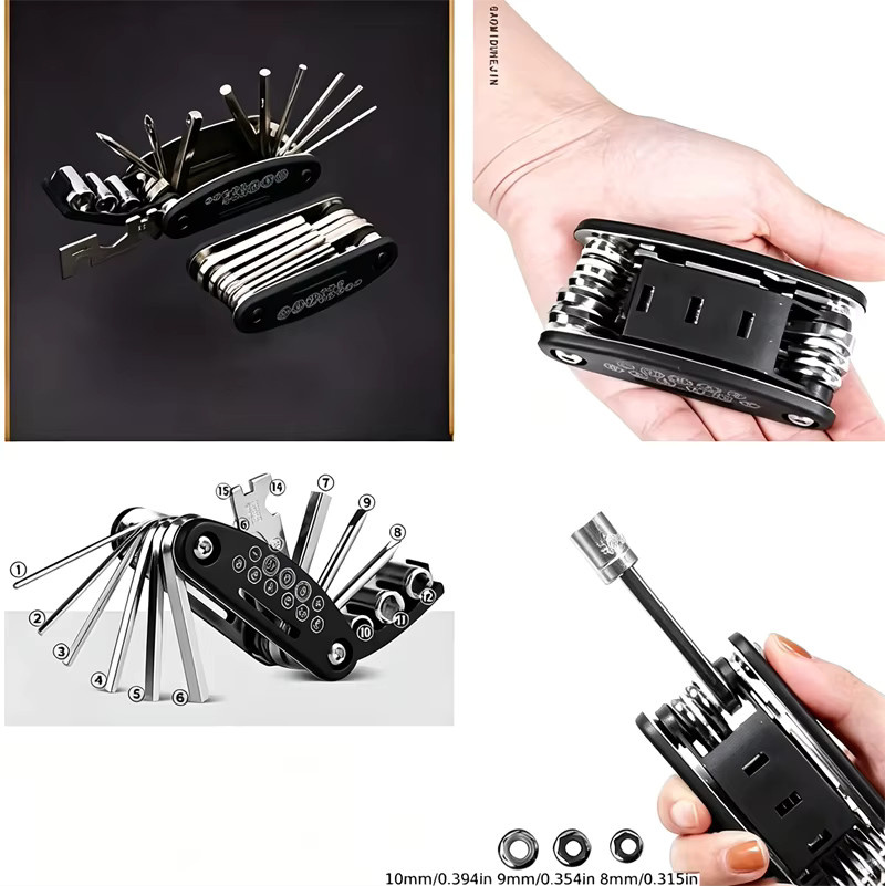 Galacok 16-in-1 Steckschlüsselsatz aus Edelstahl in Silber für Heim- und Autoreparaturen sowie Fahrrad-Handwerkzeuge - Bild 1