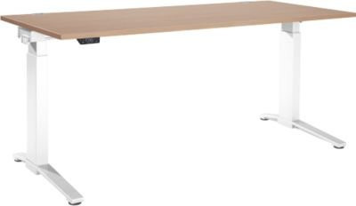 Schäfer Shop Genius ERGOSTYLE S Schreibtisch elektrisch höhenverstellbar, Rechteck, C-Fuß, Eiche/weiß, B: 180 cm, T: 80 cm, H: 71,5-118,2 cm - Bild 1