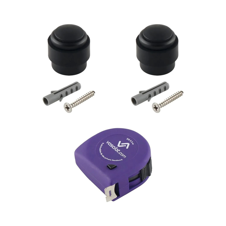 vasalat Set Gummistopper für Boden und Wand zum Schrauben, Schwarz matt, Durchmesser: 35 mm, Höhe: 32 mm - Bild 2