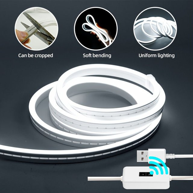 Shine-Tale USB Neon LED Lichtstreifen aus Silikon, weiß, dimmbar, IP68 wasserdicht, für Outdoor und Innenbereich - Bild 1