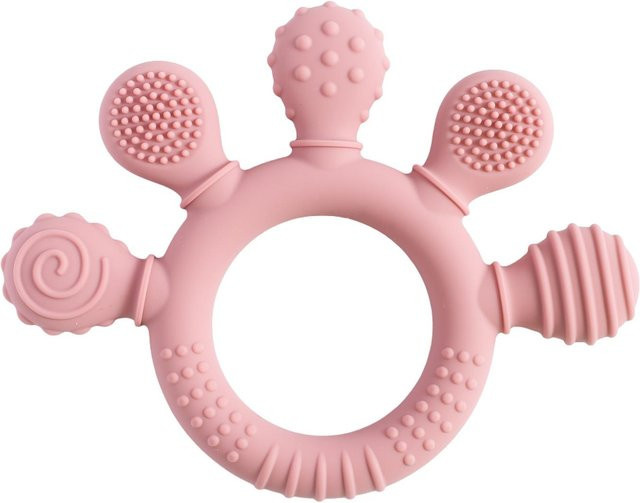Binchi Keji Travel Silikon Beißring in Tierform für Babys und Kleinkinder, Rosa/Pink, BPA-frei - Bild 1